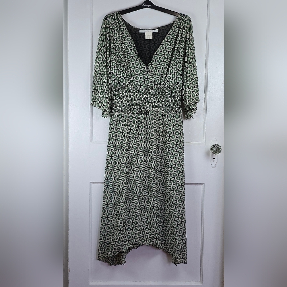 Max Studio Vintage 90s Y2K Green and Maroon Knit Dress Size Medium